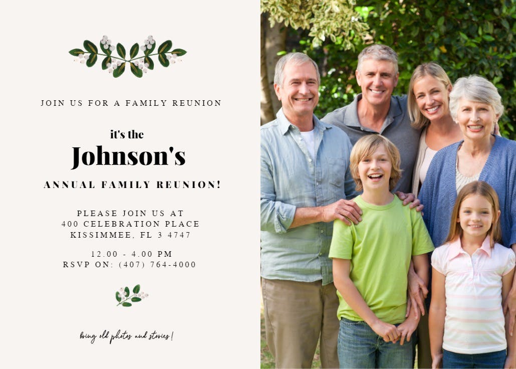 Soft botanical - family reunion invitation